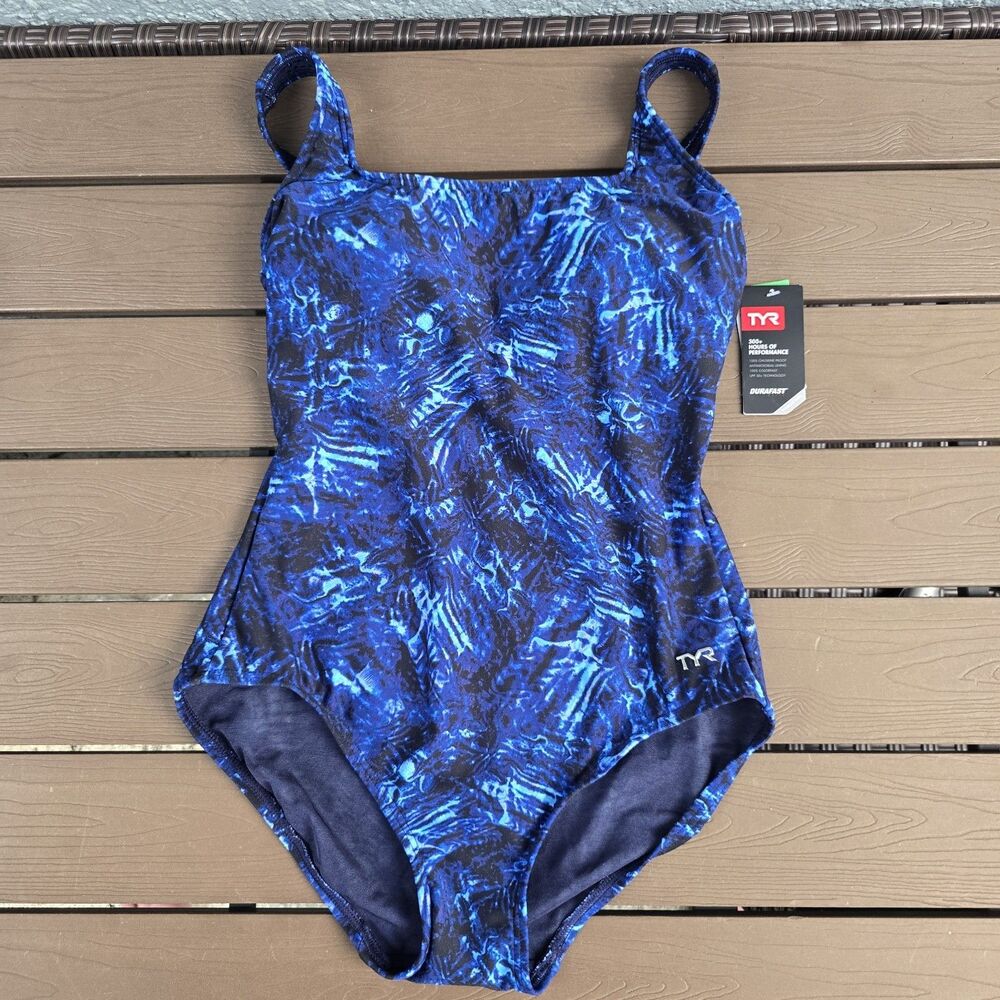TYR Womens Durafast Elite Expression Scoop Neck Controlfit Swim Sz 10 New